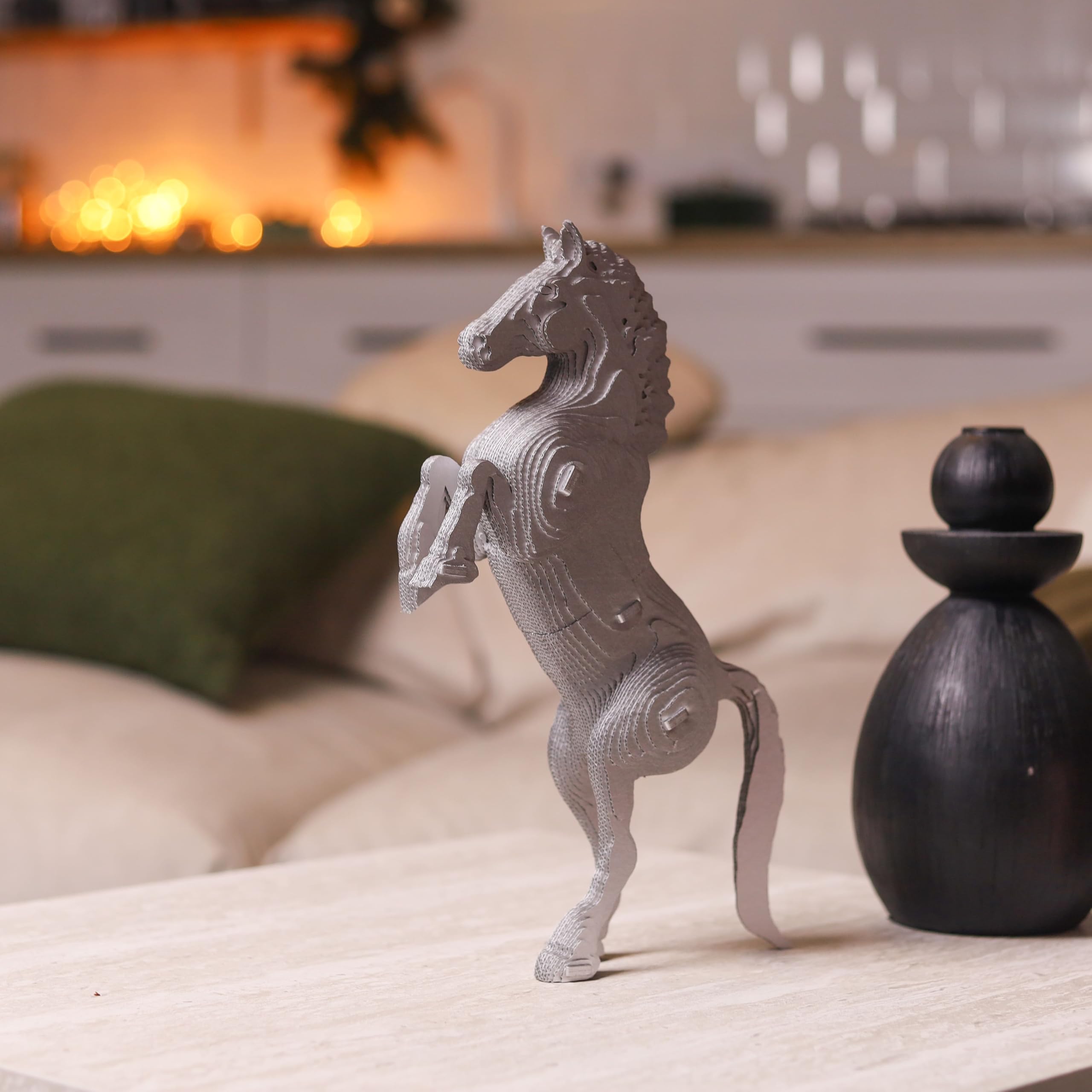Cheval Puzzle 3D en Carton – Maquette à Monter | 112 Pièces, 33 × 22 × 7 cm – Kit Sculpture DIY à Peindre, Matériaux Recyclés, Ados & Adultes, Idée Cadeau Déco