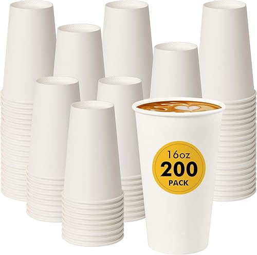 Miniatura 13 de RACETOP Tazas de café de papel caliente de 12 onzas [paquete de 300], tazas de café desechables de 12 onzas, peso mejorado del papel, color blanco