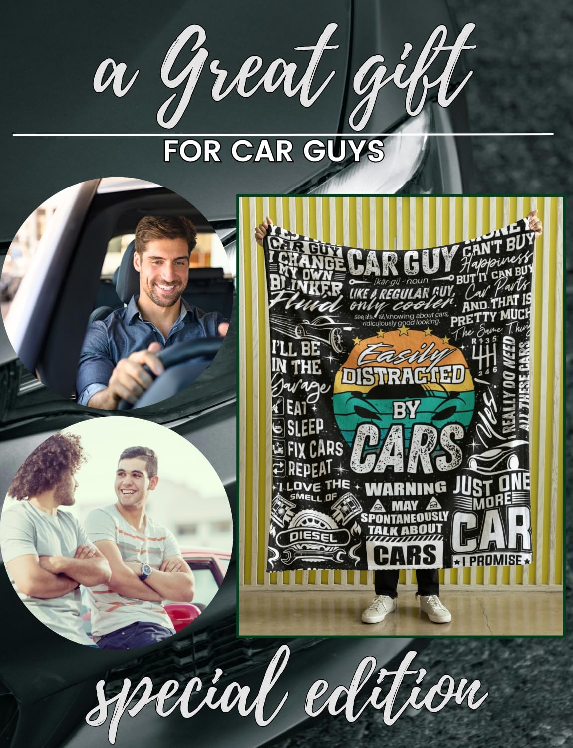 Car Guy Gifts Throws for Men, Flannel Blanket for Car Lovers Mechanics, Enthusiasts - Birthday, Christmas, Retirement Gift (50"x 65"), Distracted - Image 7