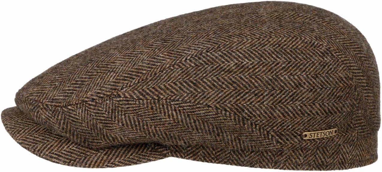 Stetson Belfast Wool Flat Cap Peaked Herringbone Men Fall Winter