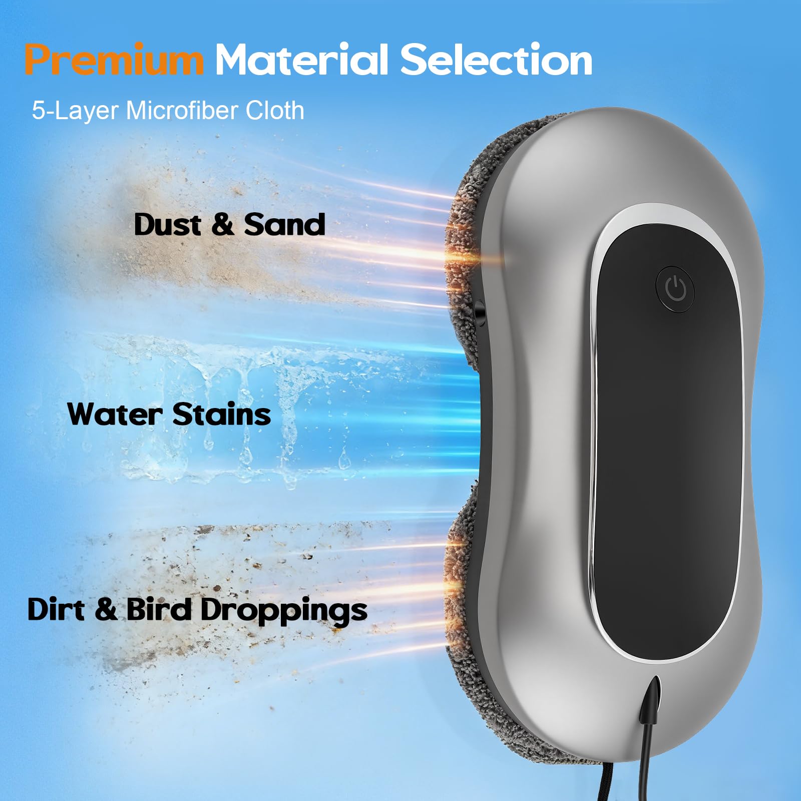 Robot limpiador de ventanas, robot de limpieza de ventanas con función de pulverización, Turbo Boost succión 7000 Pa, protección múltiple, mejorado para todas las ventanas, limpieza de