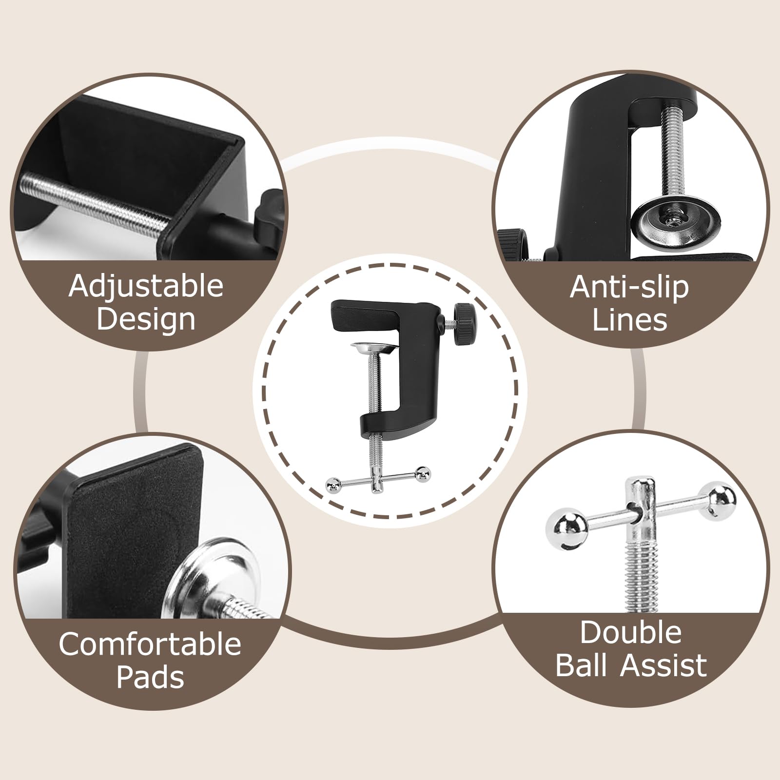 Serre-Joints En C 61mm/2.4 Po, Pince C Réglable En Alliage D'aluminium, Robuste Avec Deux Coussinets Antidérapants Pour Lampe De Bureau