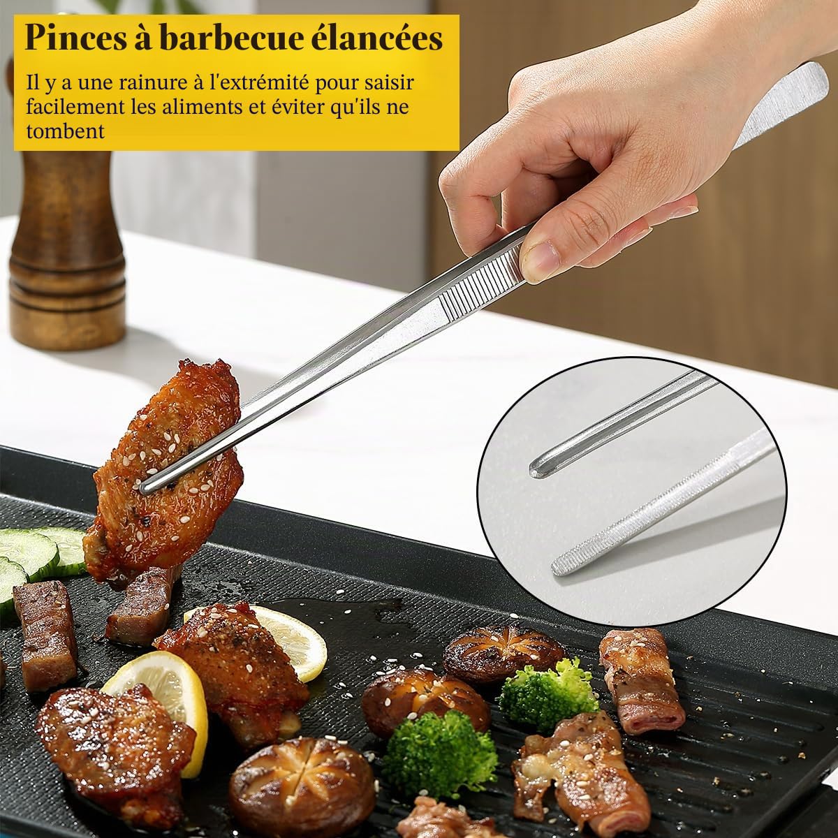 Berglander Pinces de Cuisine Tongs 2 pièces, 30,5 cm Extra-Longues en Acier Inoxydable Métal Robustes Pinces de Cuisson pour Chef, Service des Aliments, Grill, Culinaire, Pâtes, Salade, BBQ
