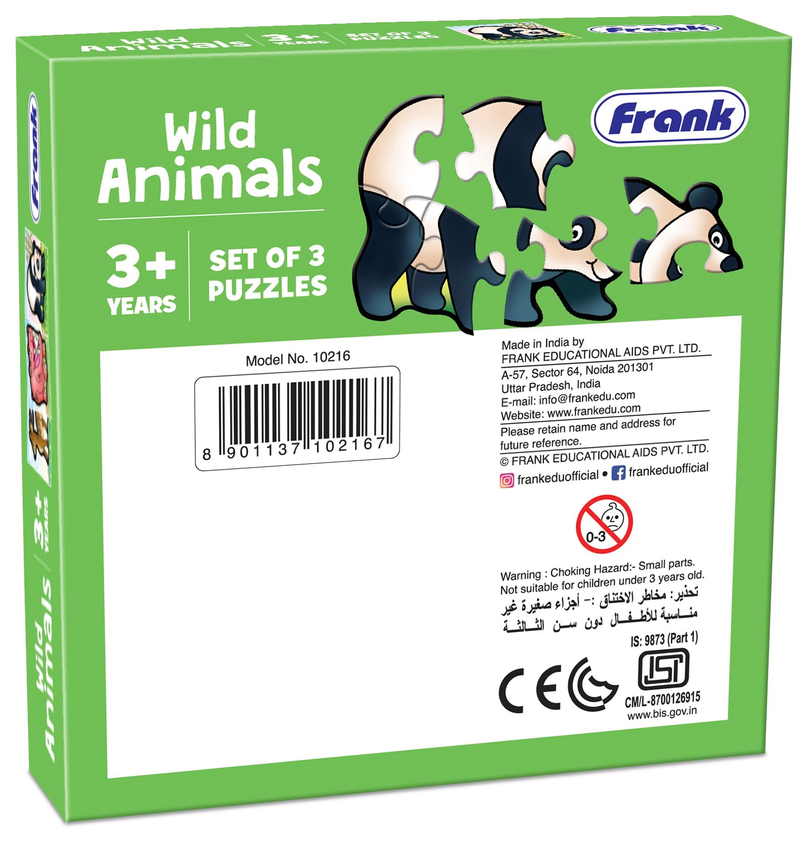 Frank Wild Animals - A Set of 3 Jigsaw Puzzle for Kids Above 3+ Years - Fun & Challenging Brain Booster Games - Educational Puzzle for Focus and Memory - 10216 1