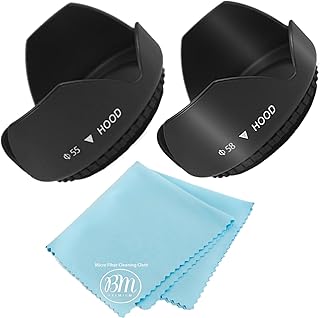 55mm and 58mm Digital Tulip Flower Lens Hood for Nikon D5600, D3400 DSLR Camera with Nikon 18-55mm f/3.5-5.6G VR AF-P DX a...
