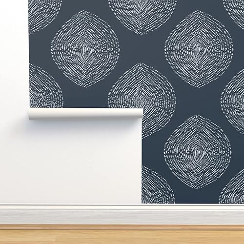 Miniatura 4 de Spoonflower Papel tapiz extraíble de 9 x 2 pies - Papel tapiz bohemio blanco azul marino abstracto abstracto personalizado prepegado