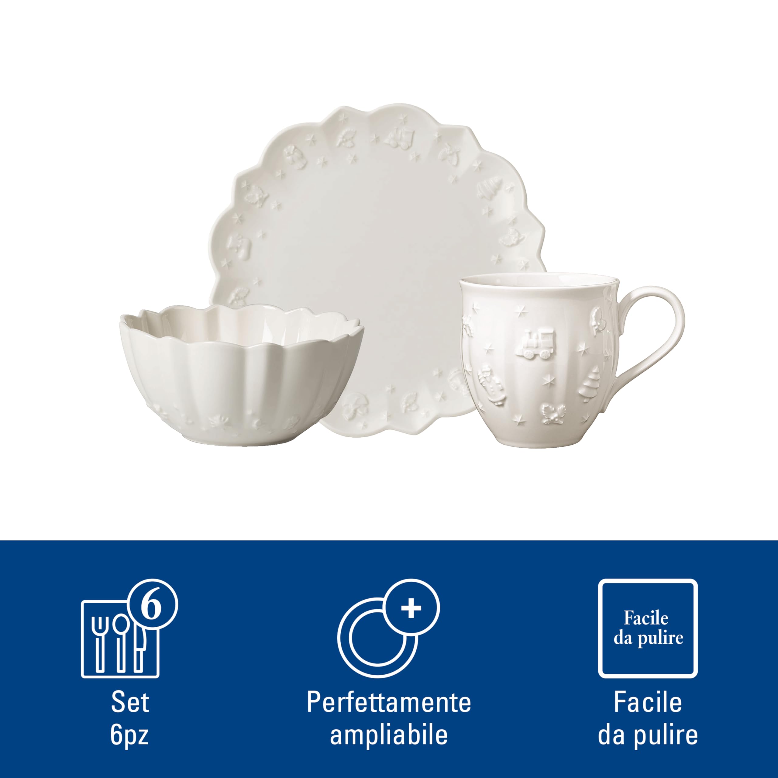 Villeroy & Boch – Toy's Delight Royal Classic servizio da caffè 6pz, piatti da colazione, ciotole per cereali, tazze, porcellana, lavabile in lavastoviglie, utilizzabile nel microonde