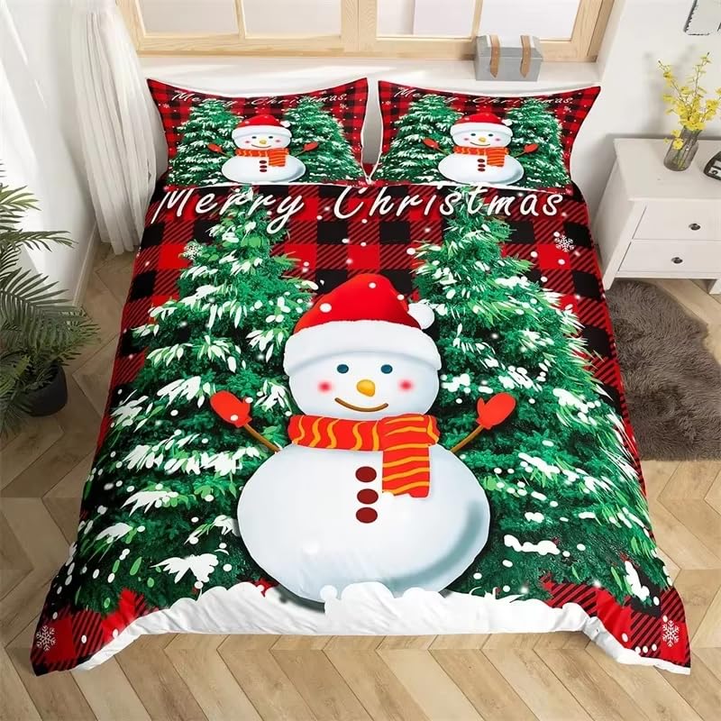 Parure lit enfant Noel 140x200 carreaux rouges le cadeau ideal de fin d'annee