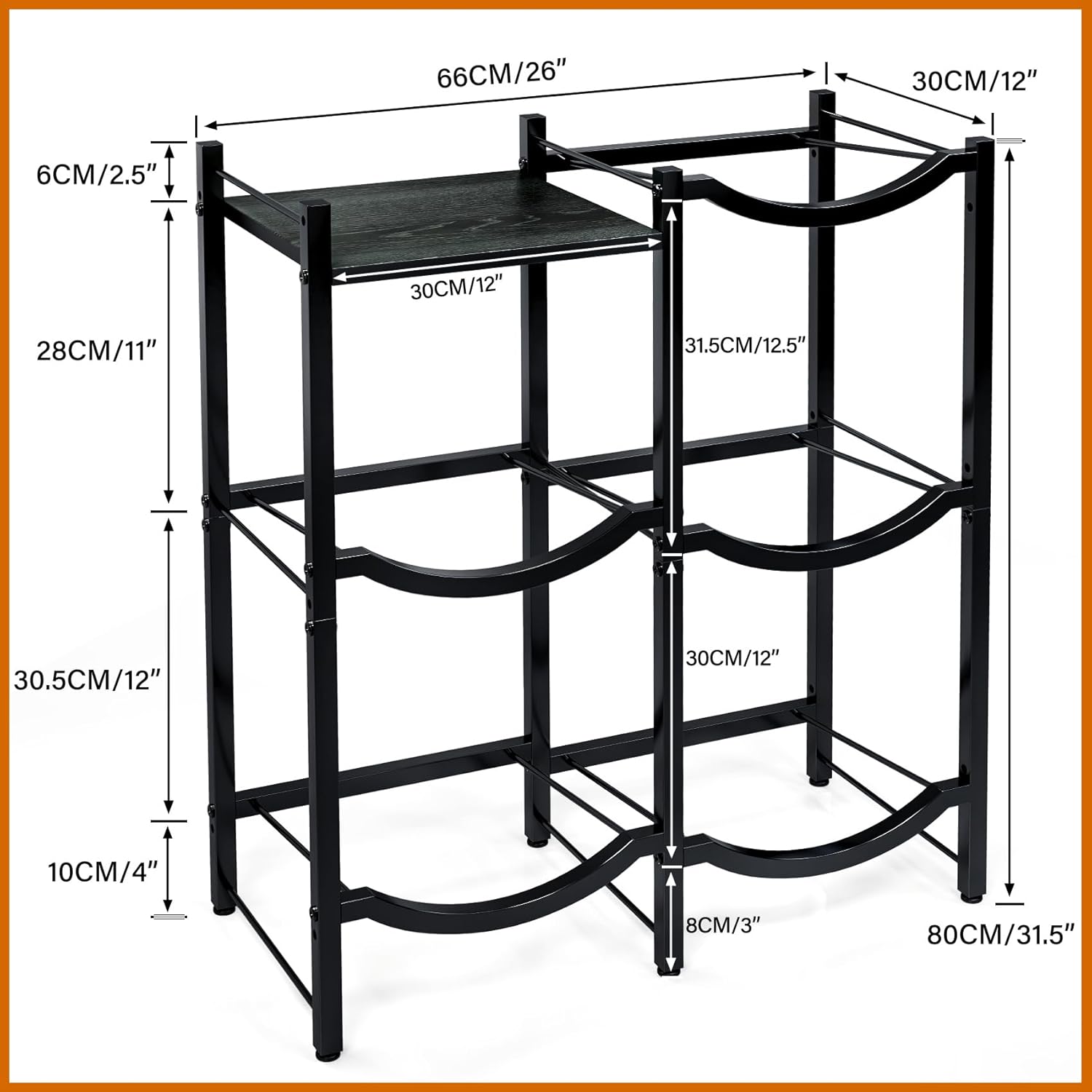 TC-HOMENY 5 Gallon Water Jug Holder Stand - 3-Tier Water Jug Rack for 5 Gallon Water Cooler Jug, Wooden Tabletop Organizer with 5 Slots for Home Office (Black)