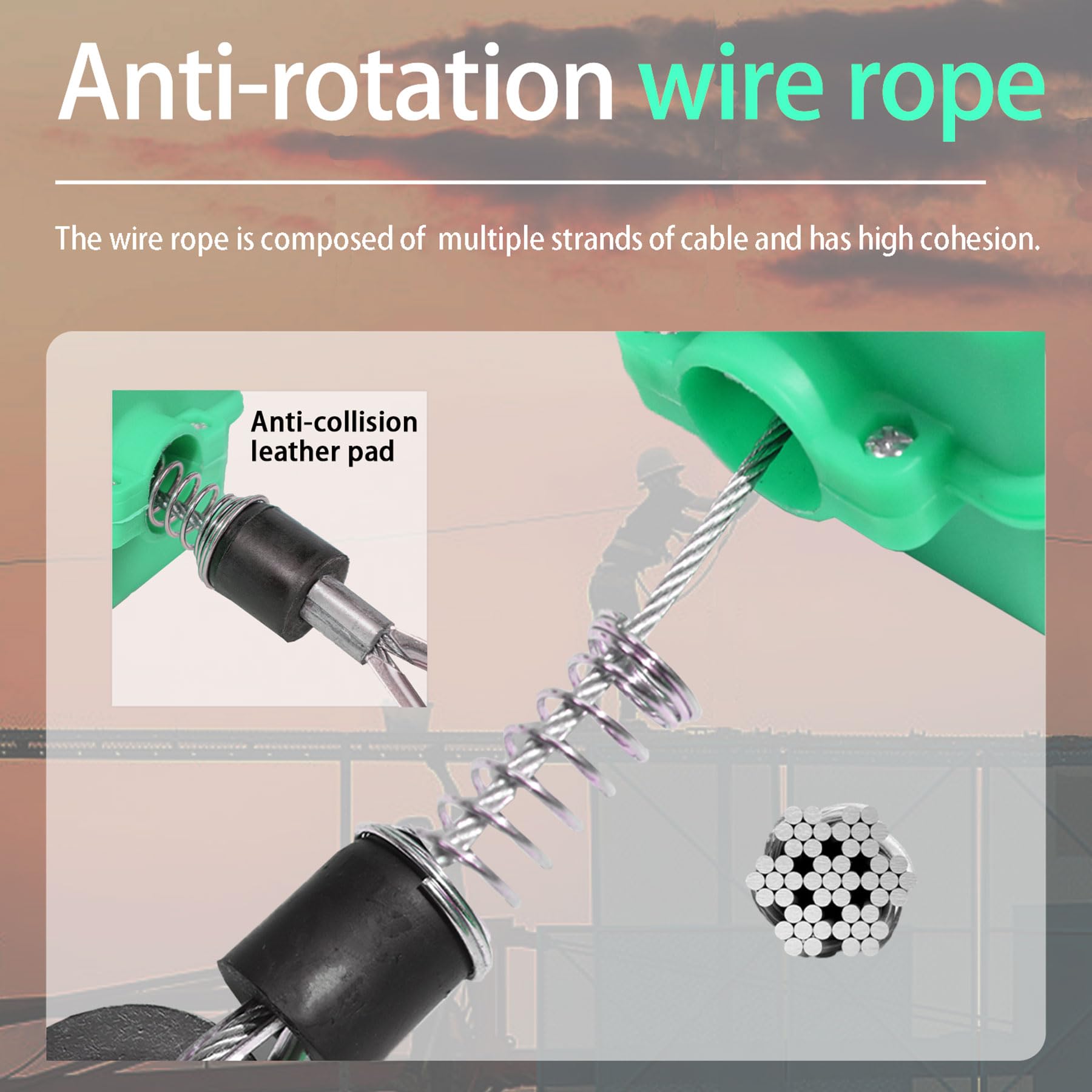 Dispositivo Anticaduta Retrattile Certificato 150kg (Green,10m)