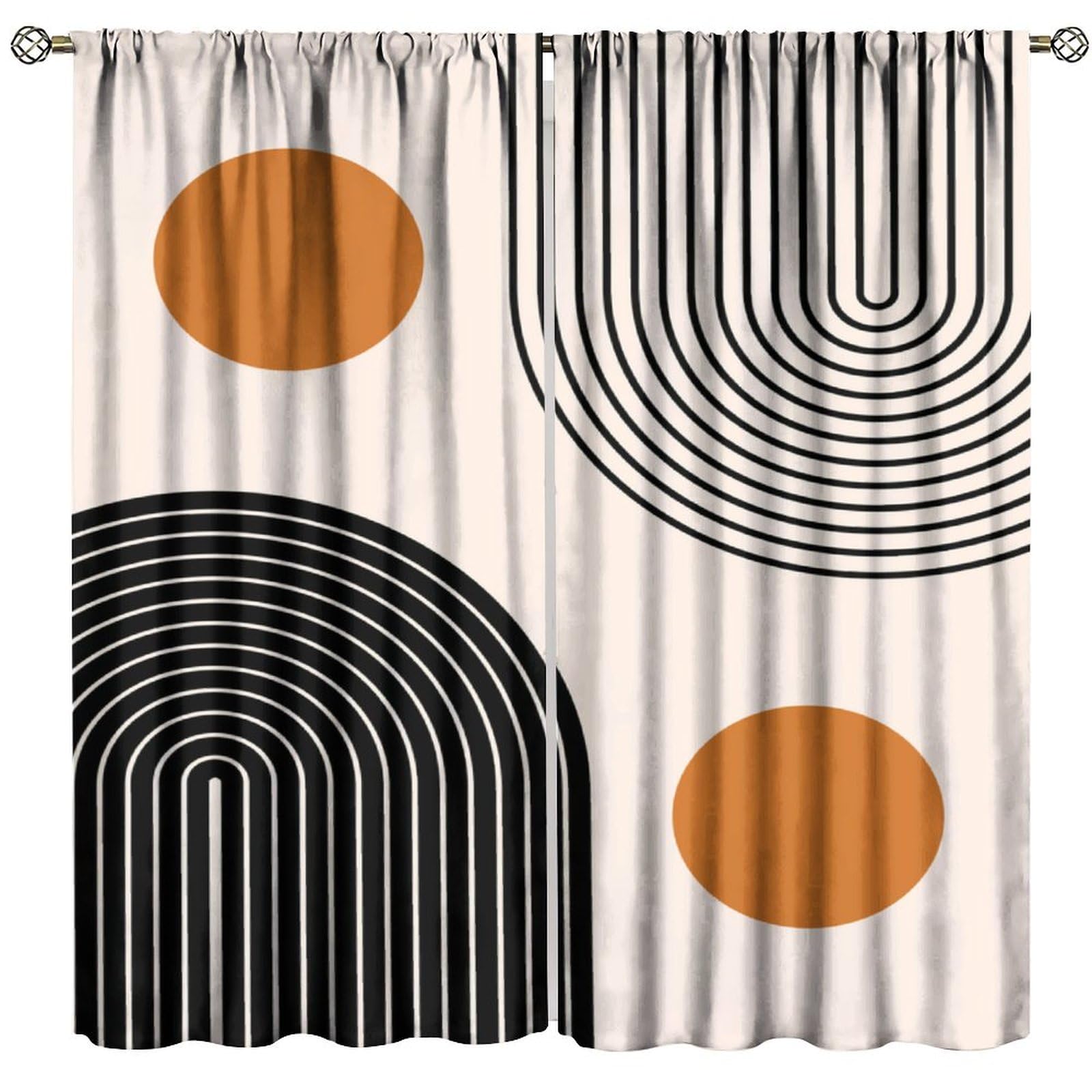 Vintage Mid Century Curtains Boho Sun Modern Mid Century Home Decoration Curtains Rod Pocket Blackout Window Treatment for Living Room Bedroom Kitchen