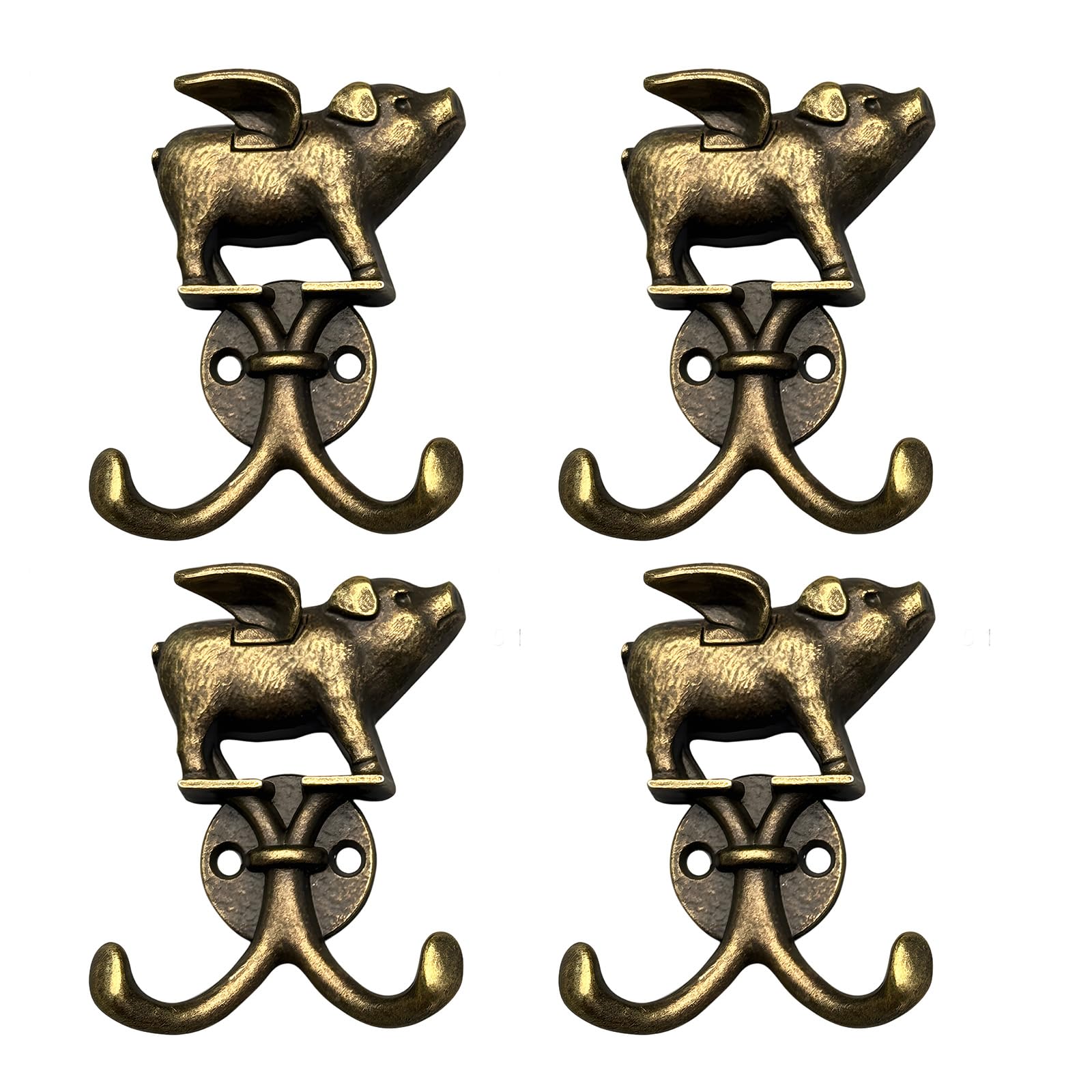 BAGUBDR 4PCS Decorative Hooks, Decorative Coat Hooks, Cute Pig Wall Hooks, Sturdy Wall Mounted Hangers for Coats and Hats, Organise Your Home with These Decorative Hooks