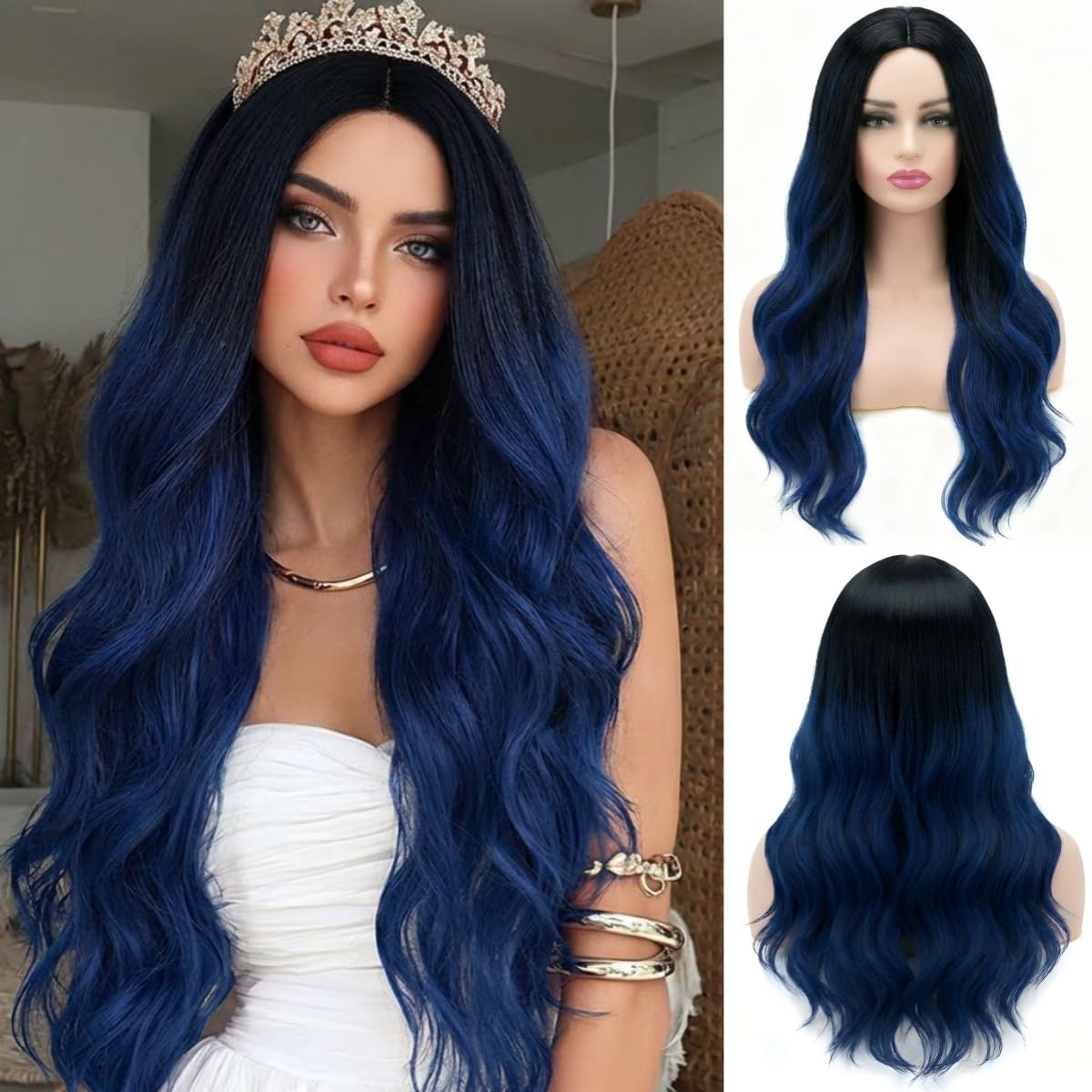 long Grey Curly Wigs for Women Witch Wig Soft Curly Wavy Wigs Natural Synthetic Hair Party Halloween Costume Cosplay Wig