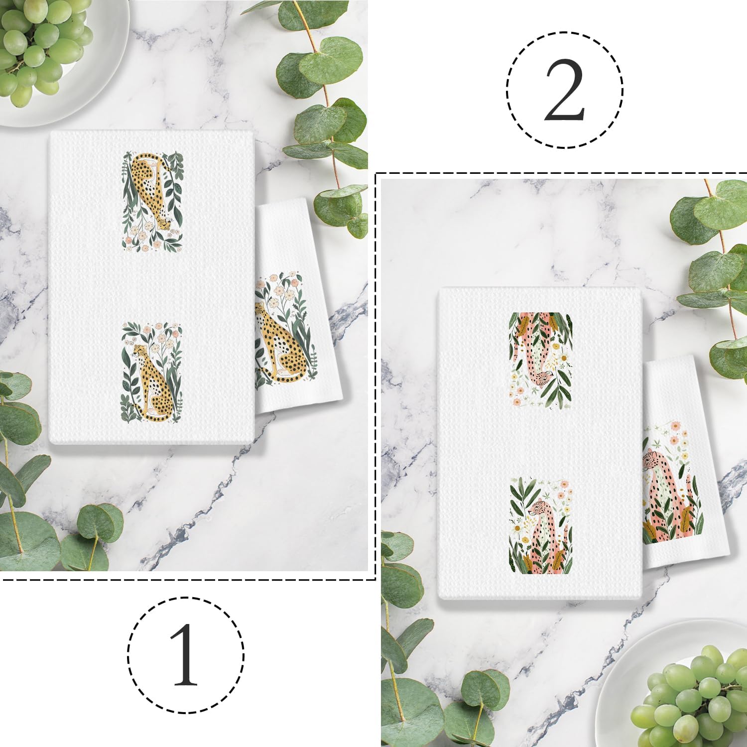 Pink Cheetah Decorative Hand Towels for Bathroom Kitchen Set of 2, Cheetah Decor Kitchen Towels, Cheetah Leopard Bathroom Decor, Pink Cheetah Leopard Dish Towels for Kitchen, 16x24 Inches - Image 2