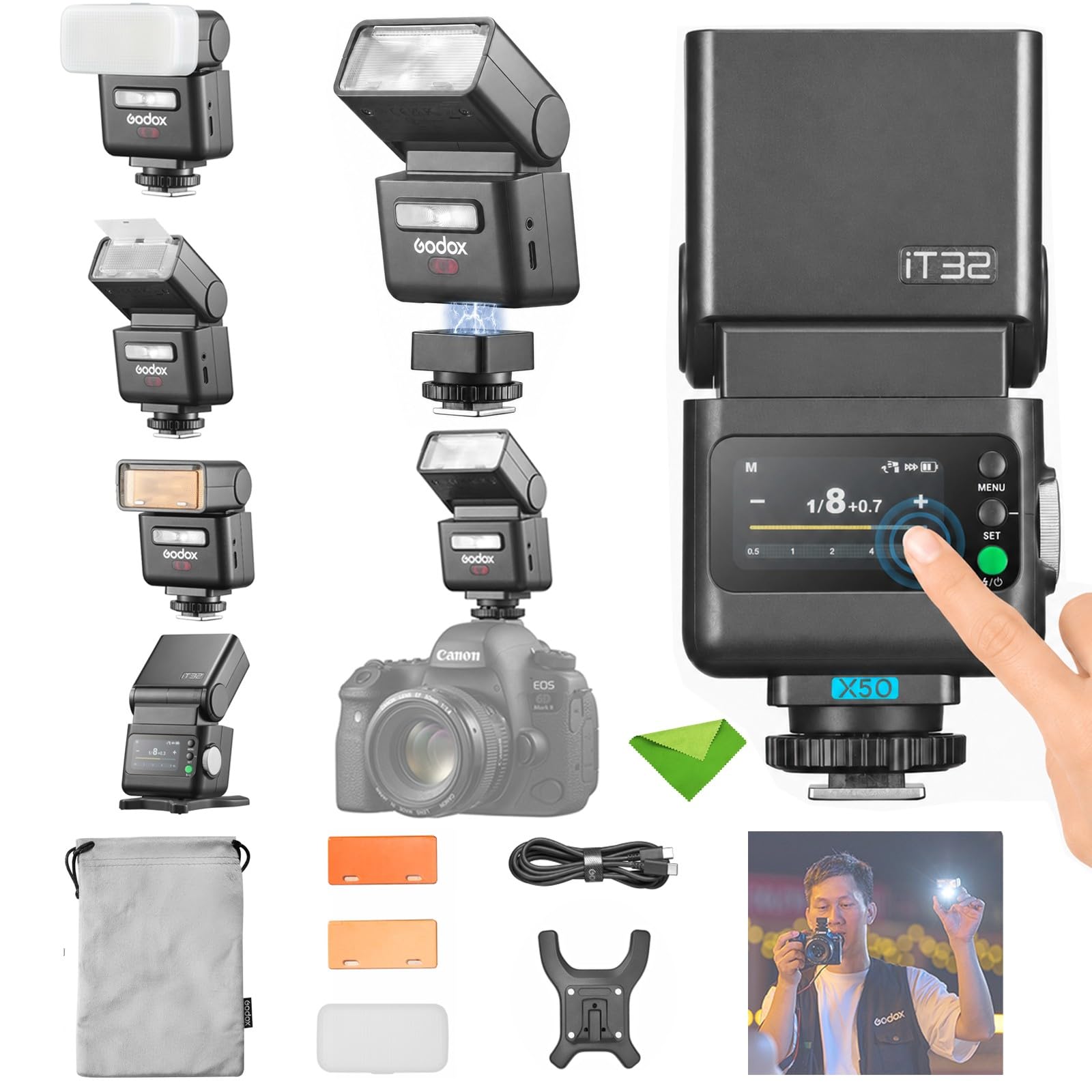Godox IT32 TTL Camera Flash+X5O Trigger for Olympus Panasonic Cameras | E-M1, PEN-F, E-M1…