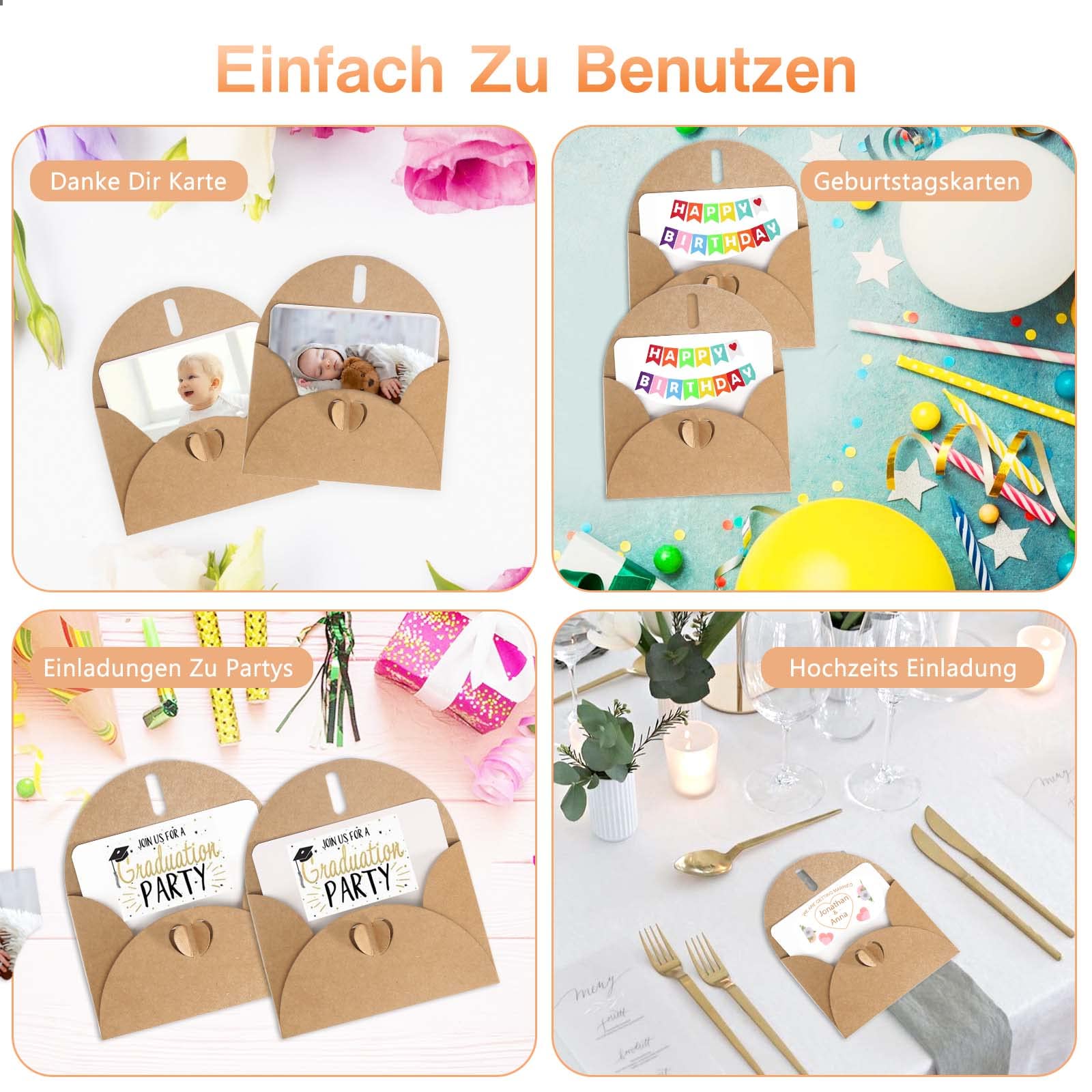 25 Mini-enveloppes Avec Cartes Kraft Recyclé - Fermeture Cœur - À Personnaliser