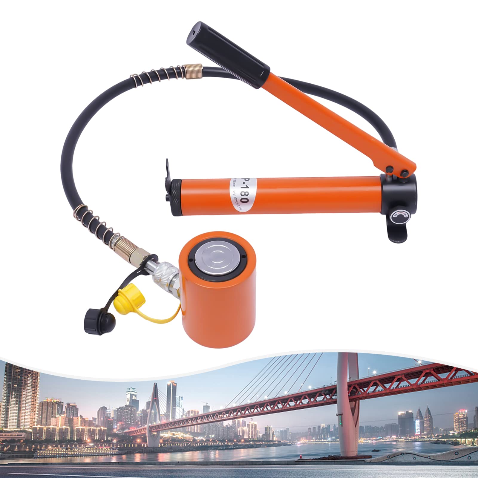 Bomba Hidráulica,20 Tonos Levantar Jack Alta Presión Bomba Hidráulica Manual Manual Con Manguera Bomba Hidráulica De Alta Presión 350cc,Adecuado Para Edificios y Puentes,Naranja