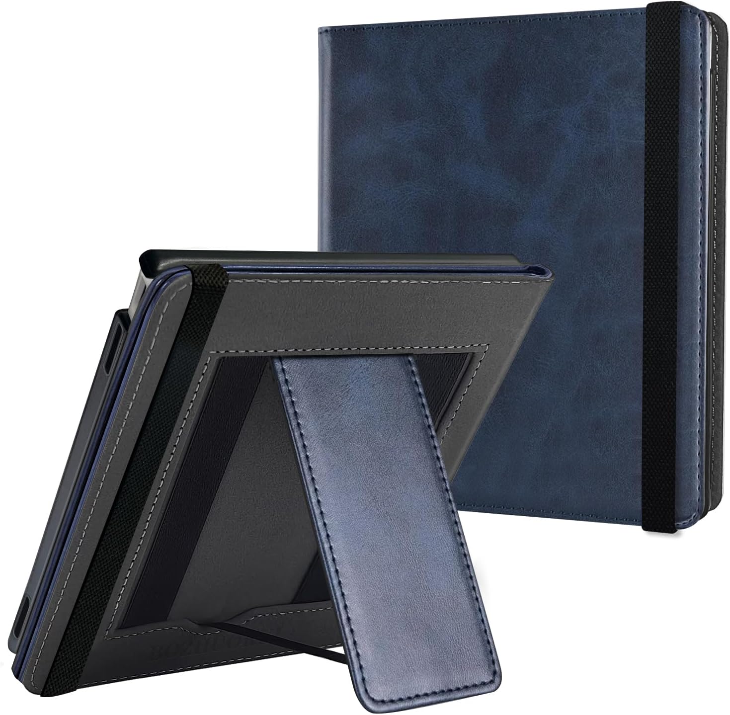 BOZHUORUI Case for 7" Onyx Boox Go 7 B/W & Go 7 Color (Gen I/II, 2025/2024) & Boox Page | Built-in Foldable Stand & Double Hand Straps | with Sleep/Wake | PU Leather SleepCover (Dark Blue)