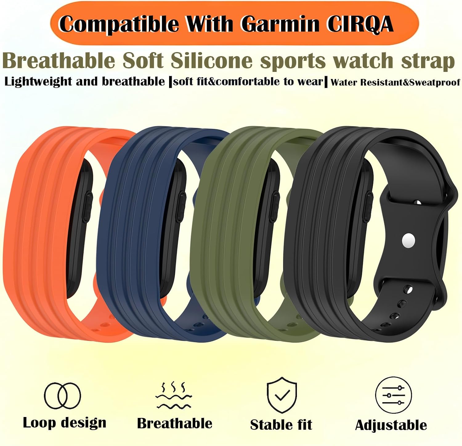 Soft Silicone Watch Band Compatible with Garmin CIRQA Smart Band image 3