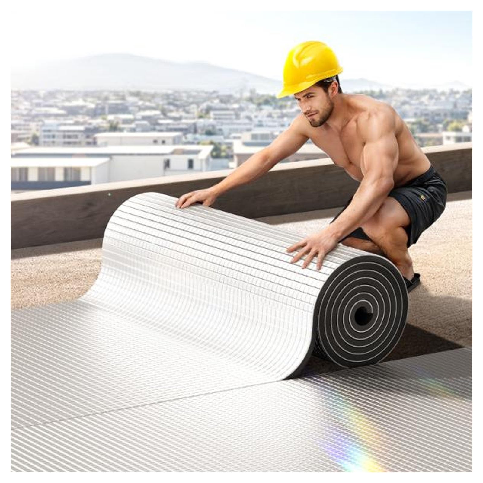 Zxcvasdf 30Mm(Thk) Car Sound Deadening Mat Thick Self-Adhesive Audio Noise Dampening Mat/Roll Foil-Faced Insulation Foam Insulation Deadener Soundproofing For Car/Camper/Van/Caravan