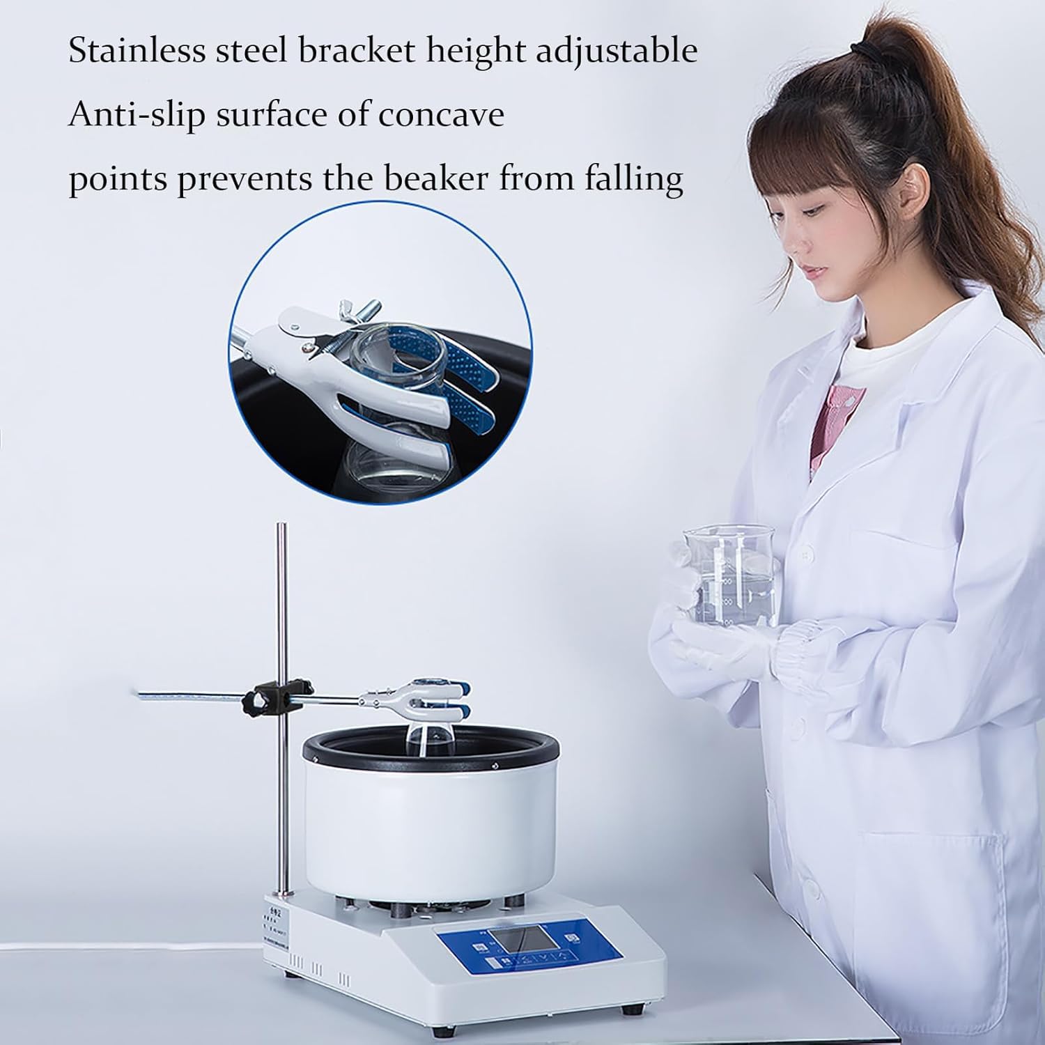 Piastra magnetica agitatrice digitale, miscelatore da laboratorio digitale, capacità 5000 ml, 50-2000 giri/min, ideale per applicazioni di riscaldamento a bagno d'acqua e olio e agitazione