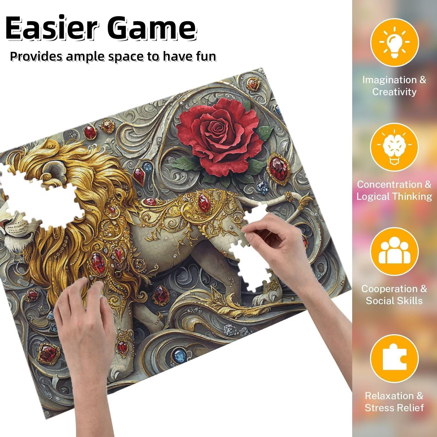 Jigsaw Puzzle, 6000 Pezzi Puzzle Classici, Il Leone Puzzle Rilassamento Intelligence, Mpossibile Difficile Puzzle Impegnativo per Adulti Puzzle Gioco Familiare, Regalo per Amore Amico Rosa fr0-492