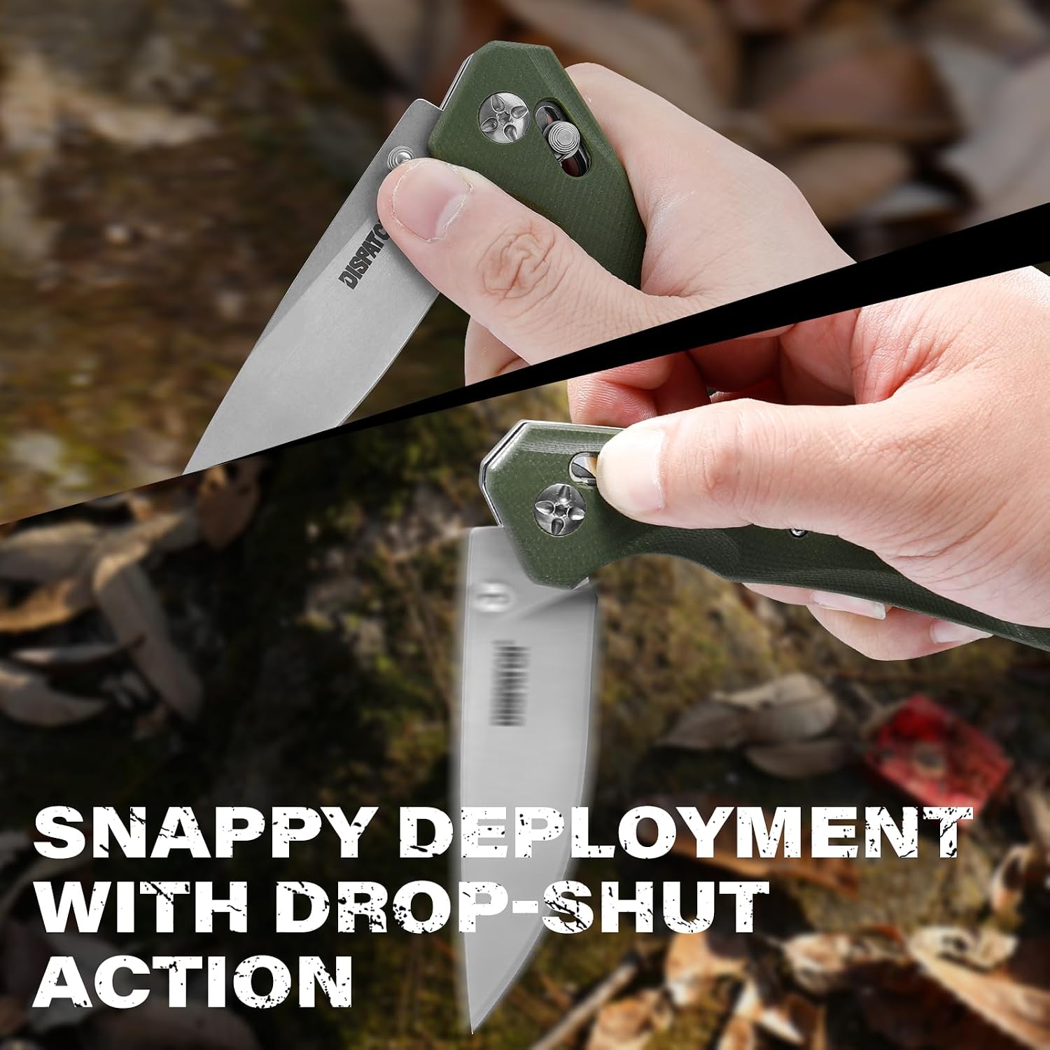Axis Lock Folding Pocket Knife with Clip, 3.44" 8Cr13MoV Steel Drop Point Blade and G10 Handle, Crossbar Lock Knives for Men Women Camping Hiking Survival Pocketknife