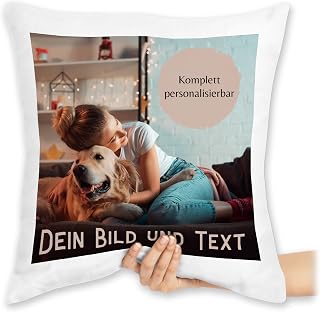 Kissen 40x40 Zierkissen - eigenem - Foto Bild Geschenk I Dein Bild und Text - 40 x 40 cm - Weiß - fotokissen+selbst+gestalten fotokissen selbst gestalten personalisiertes Logo sofakissen