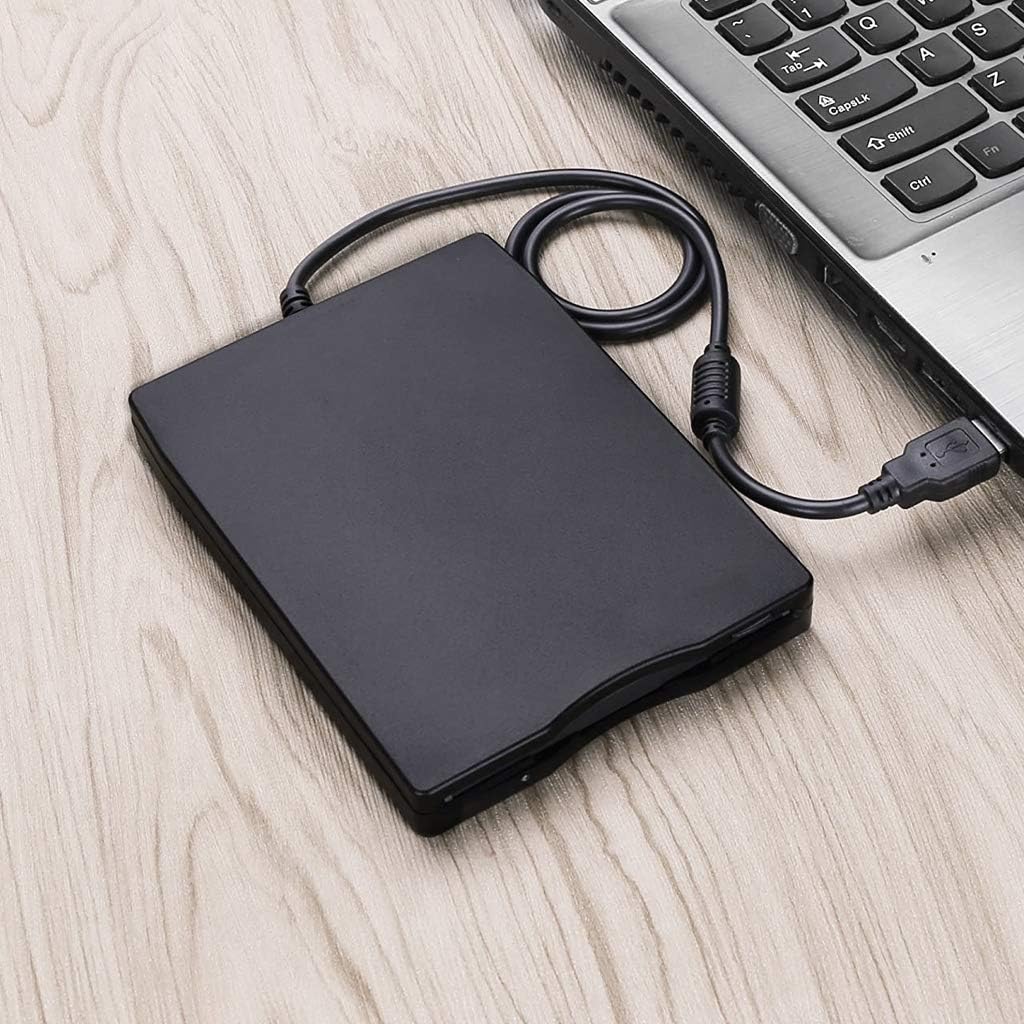 MthsTec USB Floppy Drive, 3.5" USB External Floppy Disk Drive 1.44 MB Slim Plug and Play FDD Drive for PC Windows 2000/XP/Vista/Windows 7/8/10/Mac(Black)