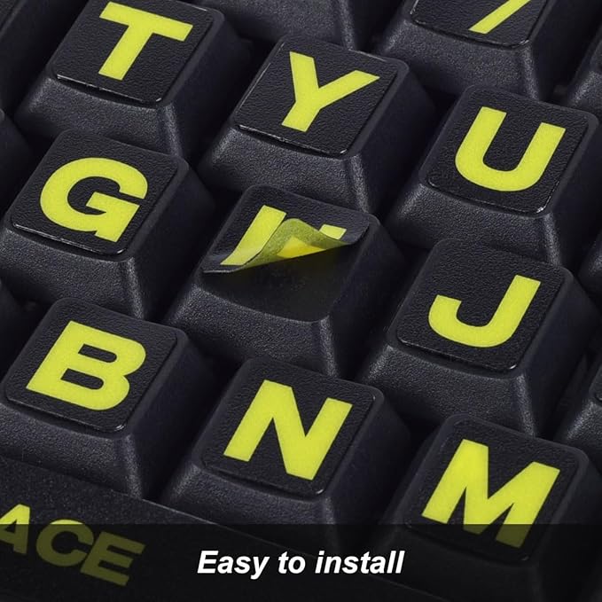 Stickers para teclado universal inglés letras grandes amarillo miniatura 4