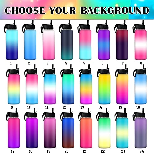 Miniatura 2 de Botella de agua personalizada para niños y niñas, botella de agua deportiva de acero inoxidable con nombre personalizado, degradado aislado al