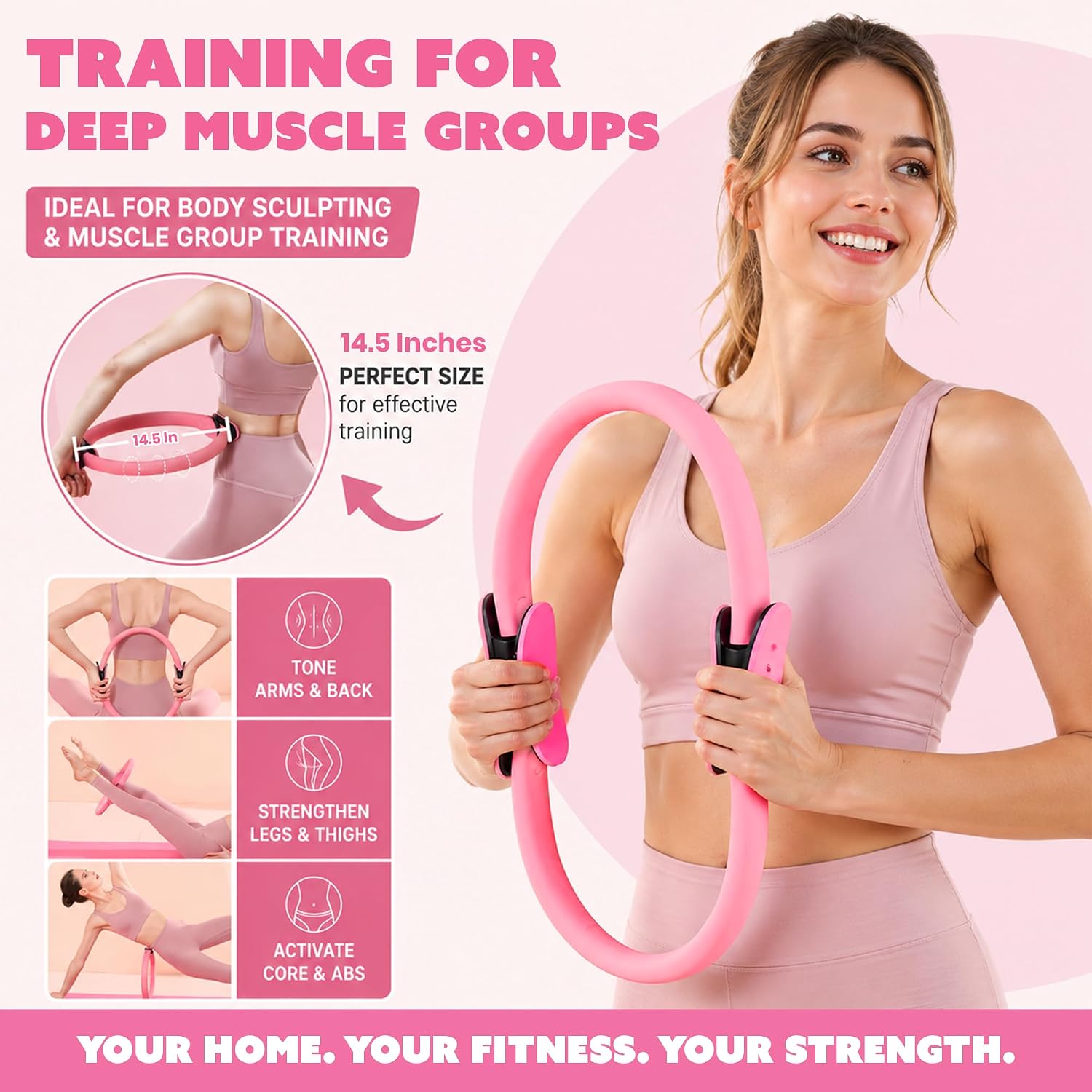 Pilates Kit - Pilates Ring with Resistance Bands, Fabric Booty Bands, Yoga Strap, Gliding Discs, Exercise Pad & Carry Bag for Glutes, Legs & Core image 3