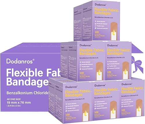 Caja a granel de 1200 vendas de tela flexible, 34 x 3 pulgadas, embalaje individual de 12 cajas, incluye 0.1% de benzalconio, estéril, transpirable