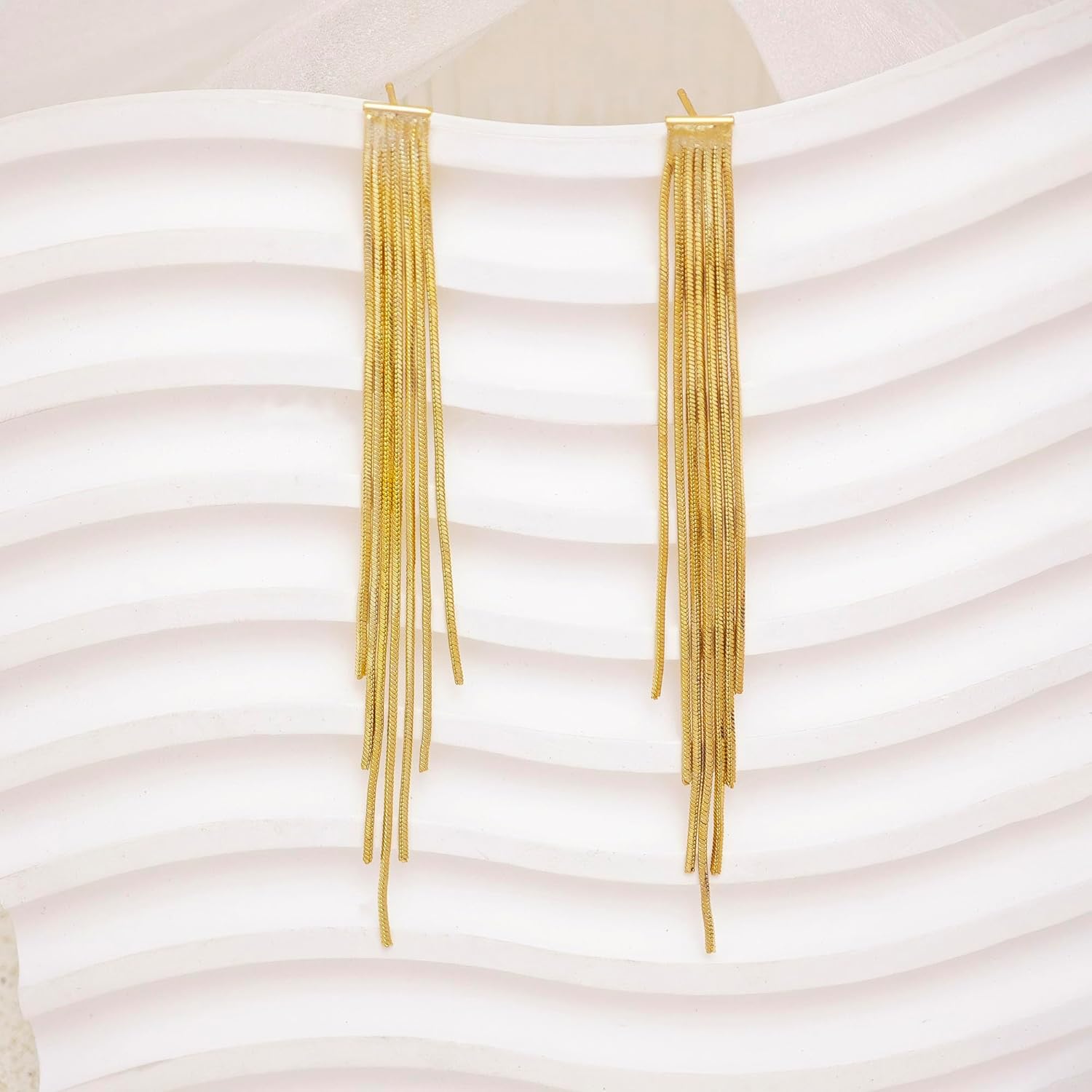 Gold Earrings for Women Trendy, Simple Dainty 14K Gold Plated Paperclip Square Chain Link Dangle Hoops Earrings Pin Stud Huggie Earrings Lightweight Hypoallergenic Minimalist Aesthetic Gold Jewelry for Christmas Gifts - Image 3