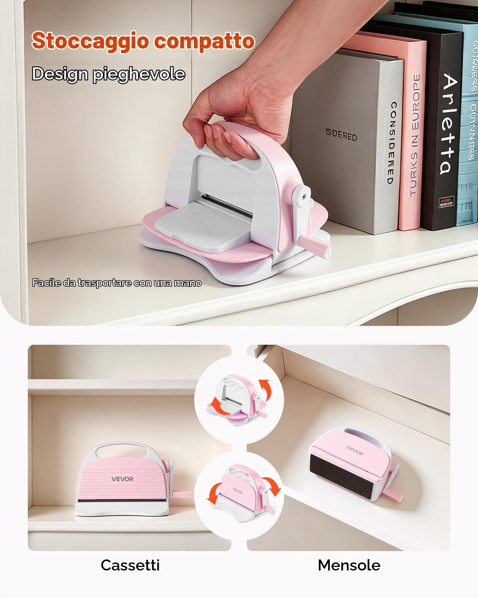 VEVOR Macchina Fustellatrice Manuale, Set Goffratrice Apertura 76 mm, Portatile con Fustelle Cartelle per Goffratura Fogli Carta Piastre da Taglio, per Scrapbooking Creazione di Biglietti Artigianato