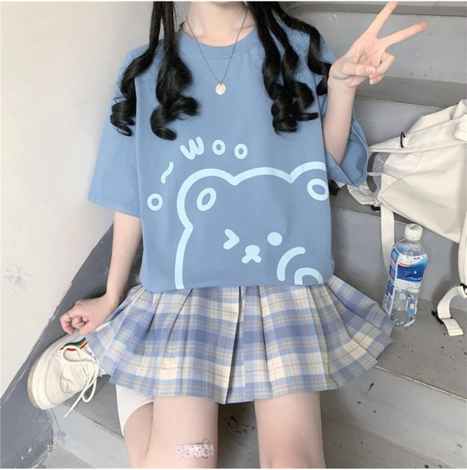 Women Kawaii Bear T-Shirt Cute Japanese Anime Graphic Tees Cartoon Korean Preppy Short Sleeve Baggy Top Oversized Clothes - Image 5