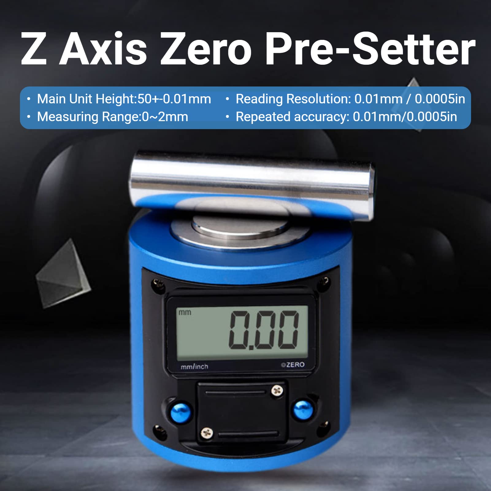 Cyfrowy presetter dla osi Z, LCD 0~2 mm, elektroniczne narzędzie pozycjonujące dla osi Z, rozdzielczość 0,01 mm, precyzyjny frez CNC, regulacja punktu zerowego