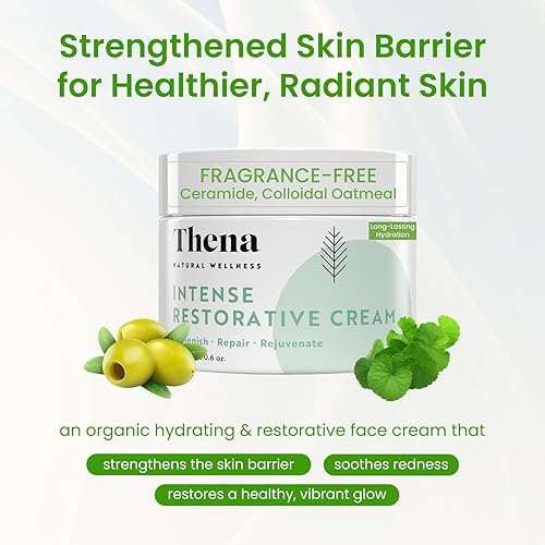 Miniatura 2 de Crema facial hidratante y restauradora orgánica, loción hidratante facial sin fragancia para piel seca y sensible con avena coloidal, ceramidas