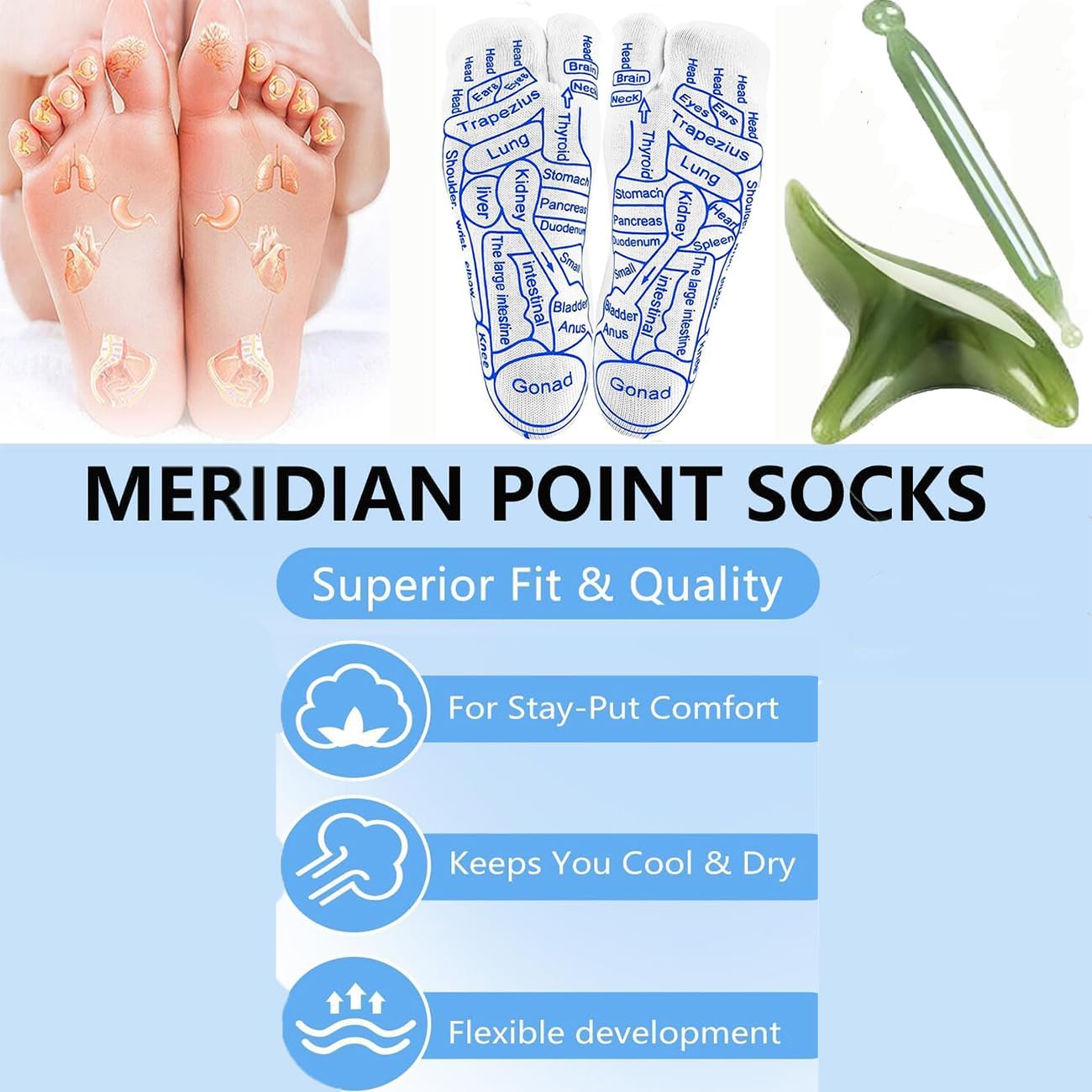 Reflexology Socks Set Reflexology Socks with Acupoint Massage Tool,Foot Relief and Acupressure Reflexology Foot Massage Socks (Women)