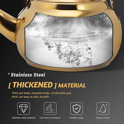 Miniatura 3 de ERINGOGO Tetera con filtro de té suelto extraíble y tapa, juego de tetera y tetera de acero inoxidable de 1.0 cuartos de galón, tetera silbante,