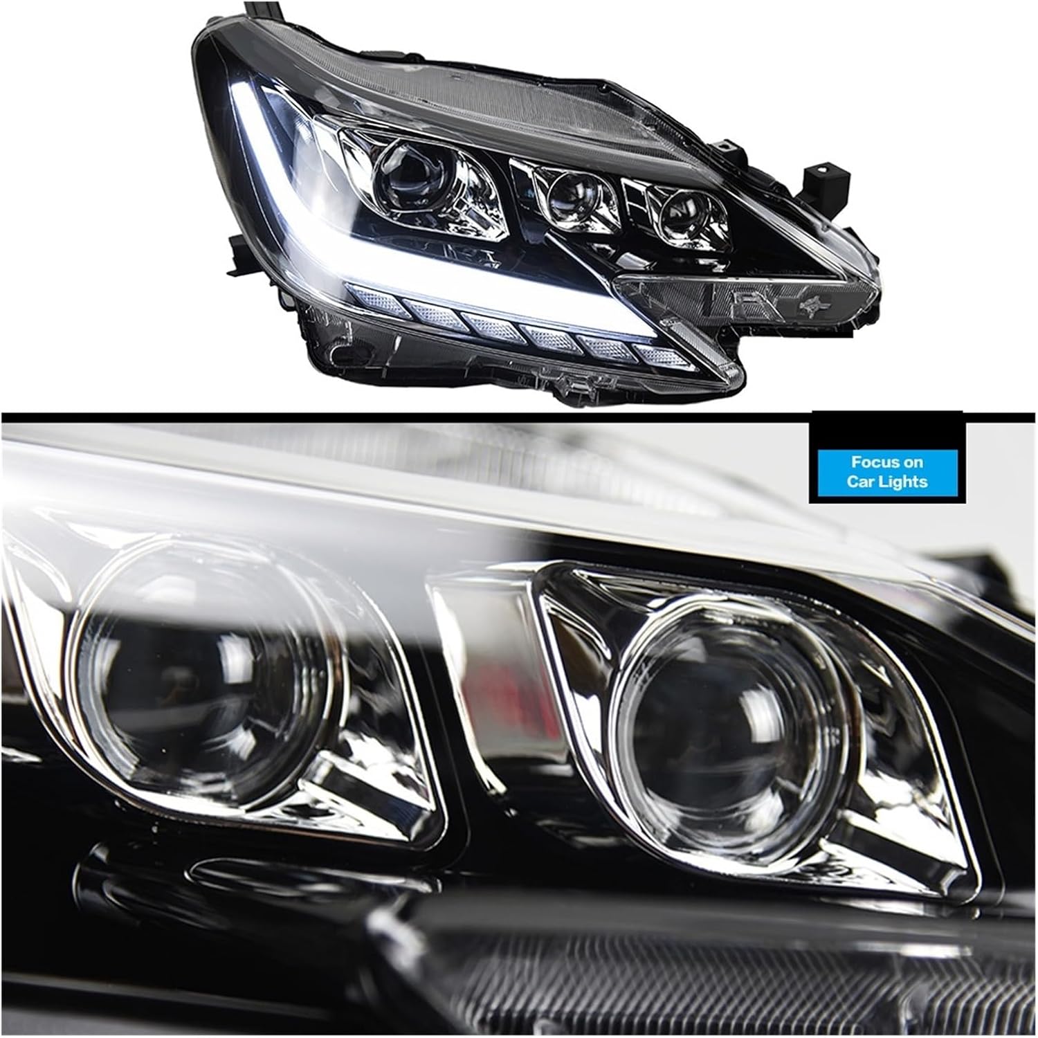 Car Front Headlight Compatible With Reiz Mark X 2013 2014 Type LED HeadLamp Styling Dynamic Turn Signal Lens Automotive Accessories 2PCS(No bulb)