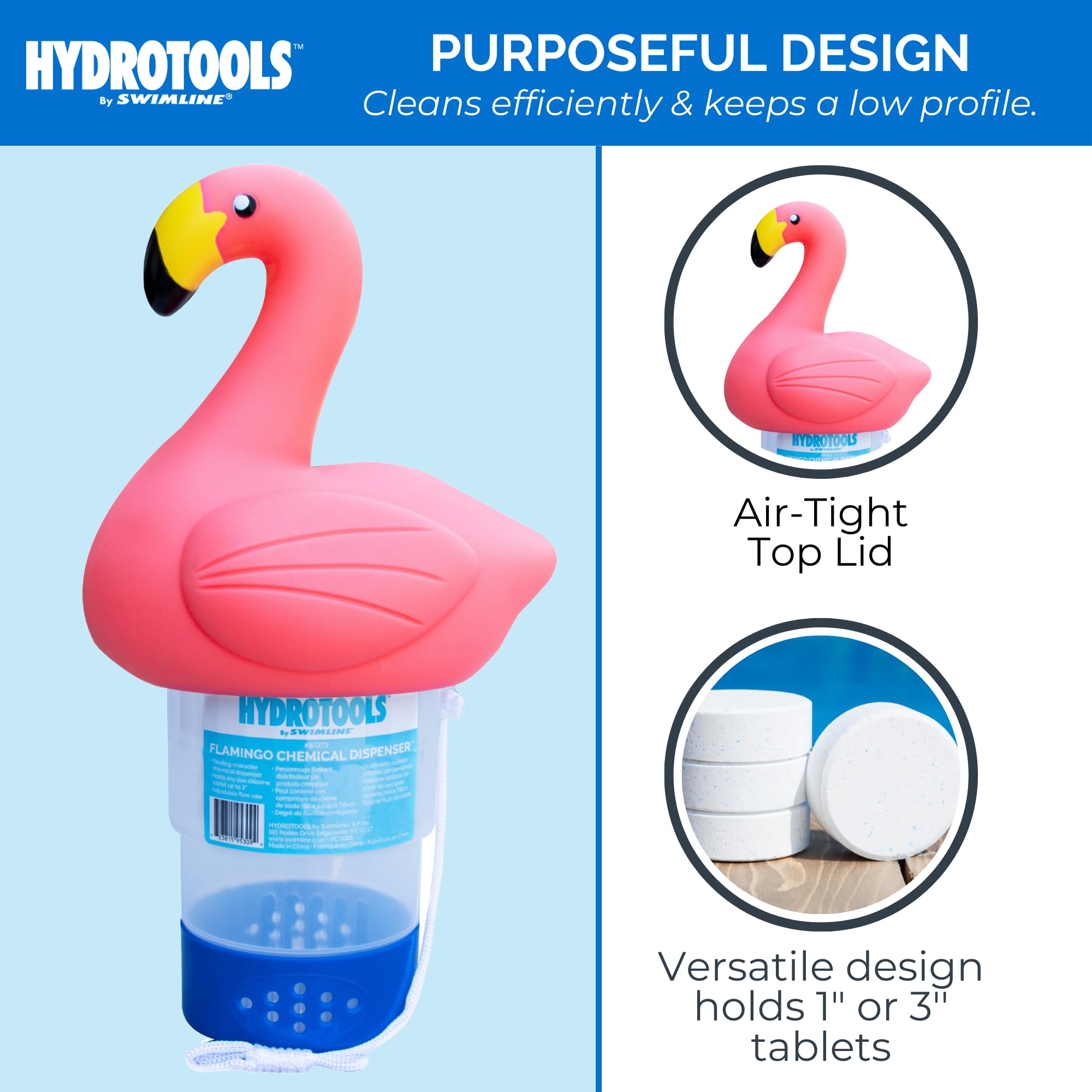 Swimline 87273 Flamingo - Dispensador Flotante para Piscina, Multicolor, Jumbo