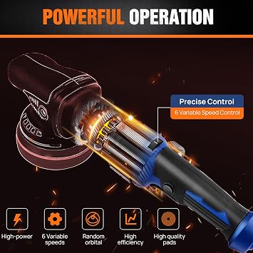 AUTOFU Car Polisher - 120MM 920W Dual Action Polisher Kit, Random Orbital Polisher, 6 Variable Speed Corded Car Buffer, Auto Polisher DA Car Polisher Home DIY Polisher with Waxing Polishing Pads Set