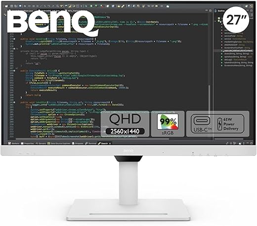BenQ GW2790QT 27″ IPS 2k QHD Monitor| USB-C (65W PD)| Coding Mode| 99%sRGB|Daisy Chain| Height Adjust| 75Hz| Eye Safe Certified| Brightness…