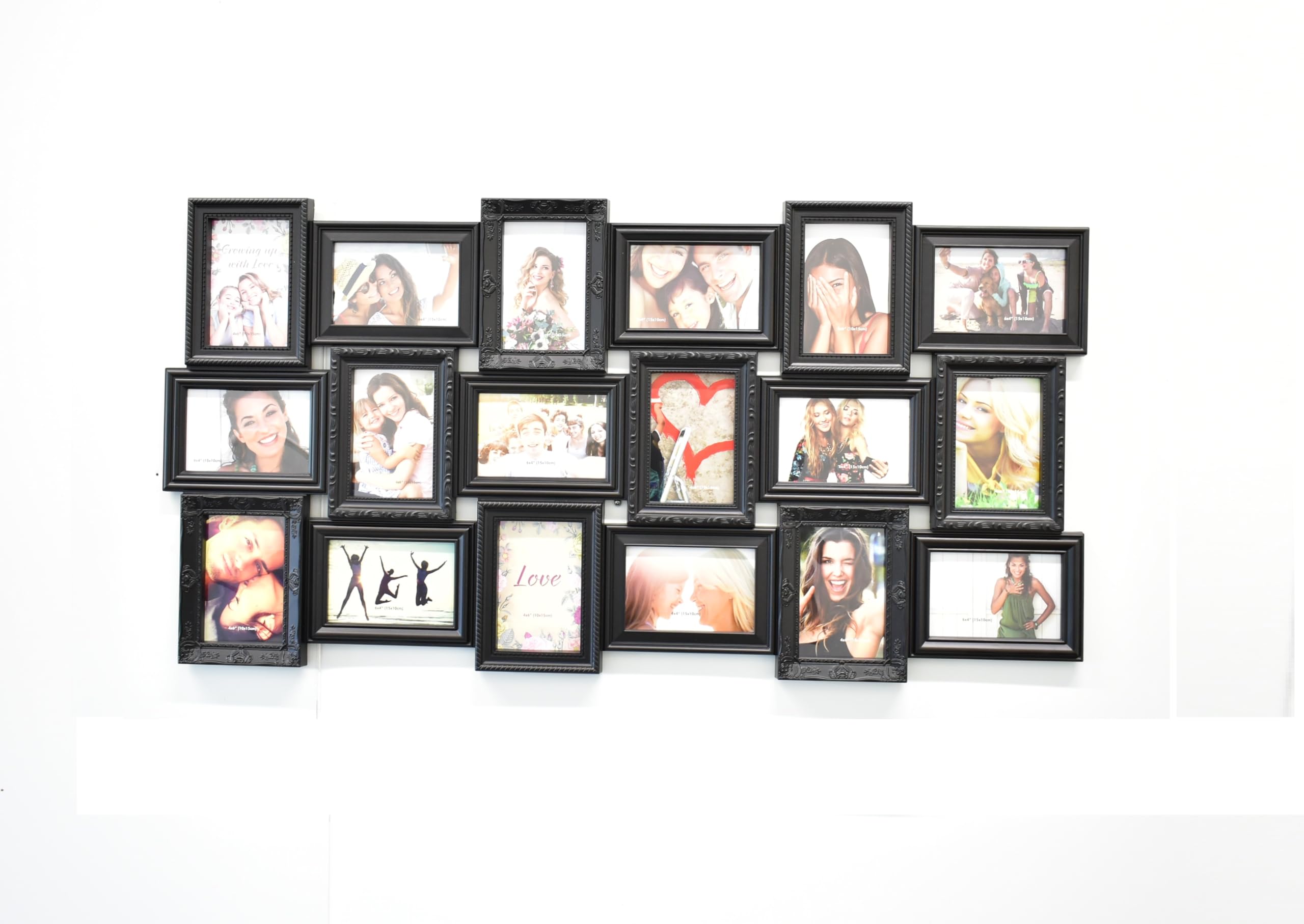DEENZ X Large 18 Photos Multi Picture Wall Frame 6x4 Photo Multi Photo Frame 18-Aperture Wall Hanging Memories Decoration (Black)