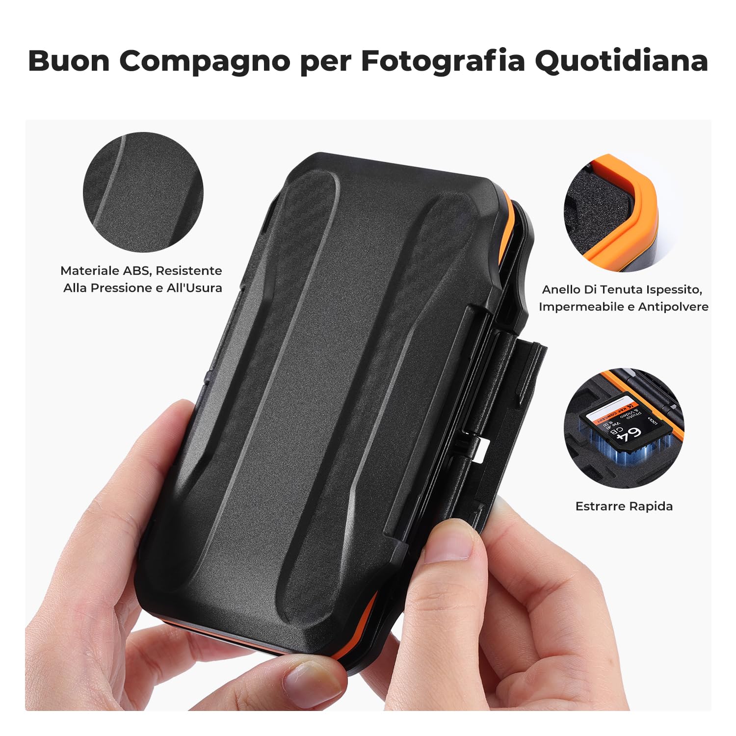 K&F Concept Custodia per Schede di Memoria, Porta Schede Memoria con 36 Scomparti, Impermeabile e Antiurto, per 12 x Schede Micro SD（TF CARD)+ 24 x Schede SD