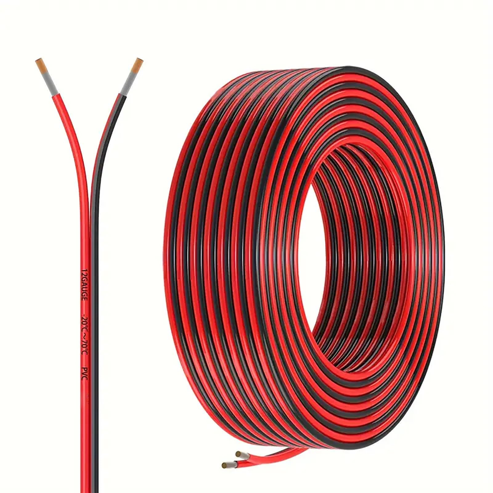 18-28 AWG Elektrische Leitung, 2-adriges Kupferkabel Verzinnt, PVC Isolierung, Niederspannungskabel, Für DIY, Elektronik, Modellbau, Auto, LED(100ft,22AWG)