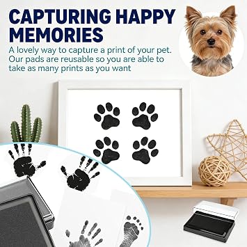 Solvind Cat and Dog Pet Paw Print Kit No Mess Safe Paw Print Ink Pad for Puppy Animal Memorial Gifts Pet Friendly (Black Ink)