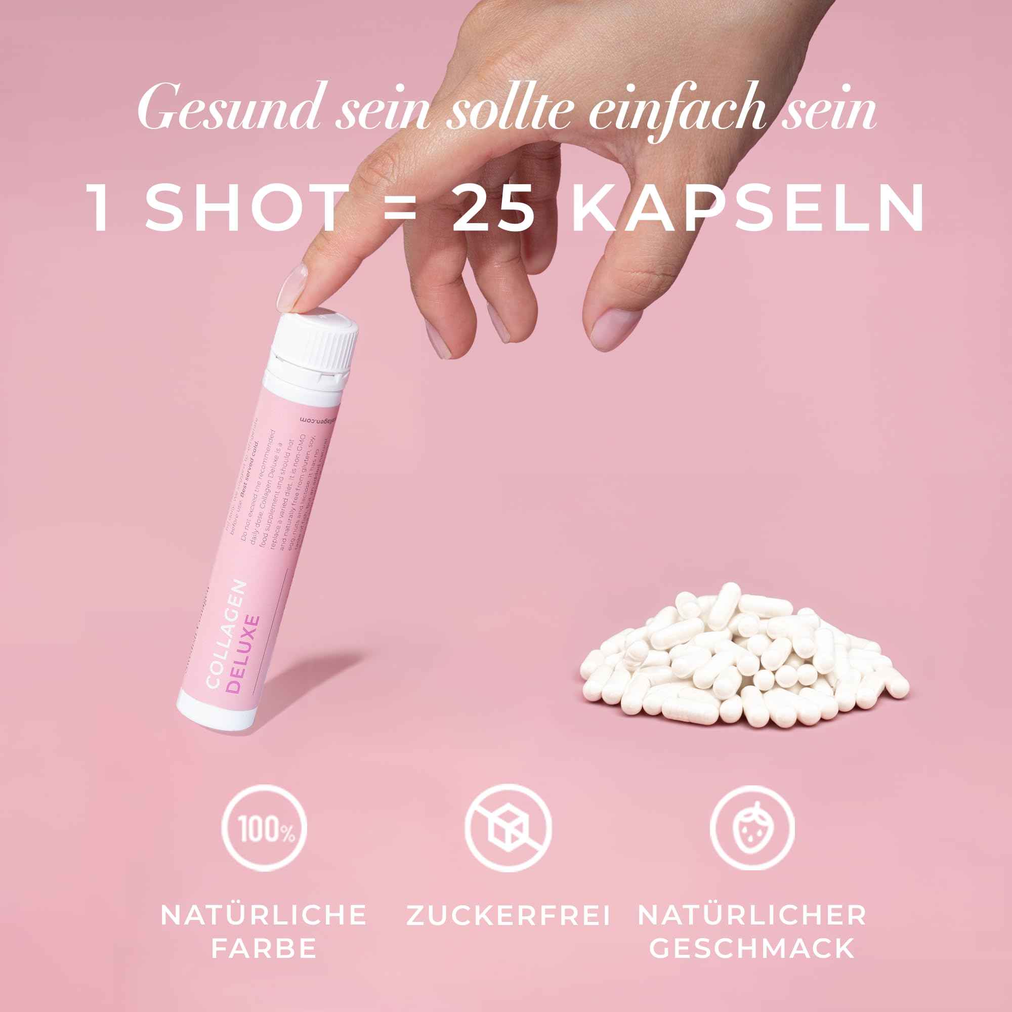 Swedish Collagen - Collagen Deluxe Shots, 20x25ml flüssige Kollagenergänzung | 12.500 mg Meereskollagen mit Hyaluronsäure, Vitaminen & Mineralien für Haare, Haut und Nägel (20)