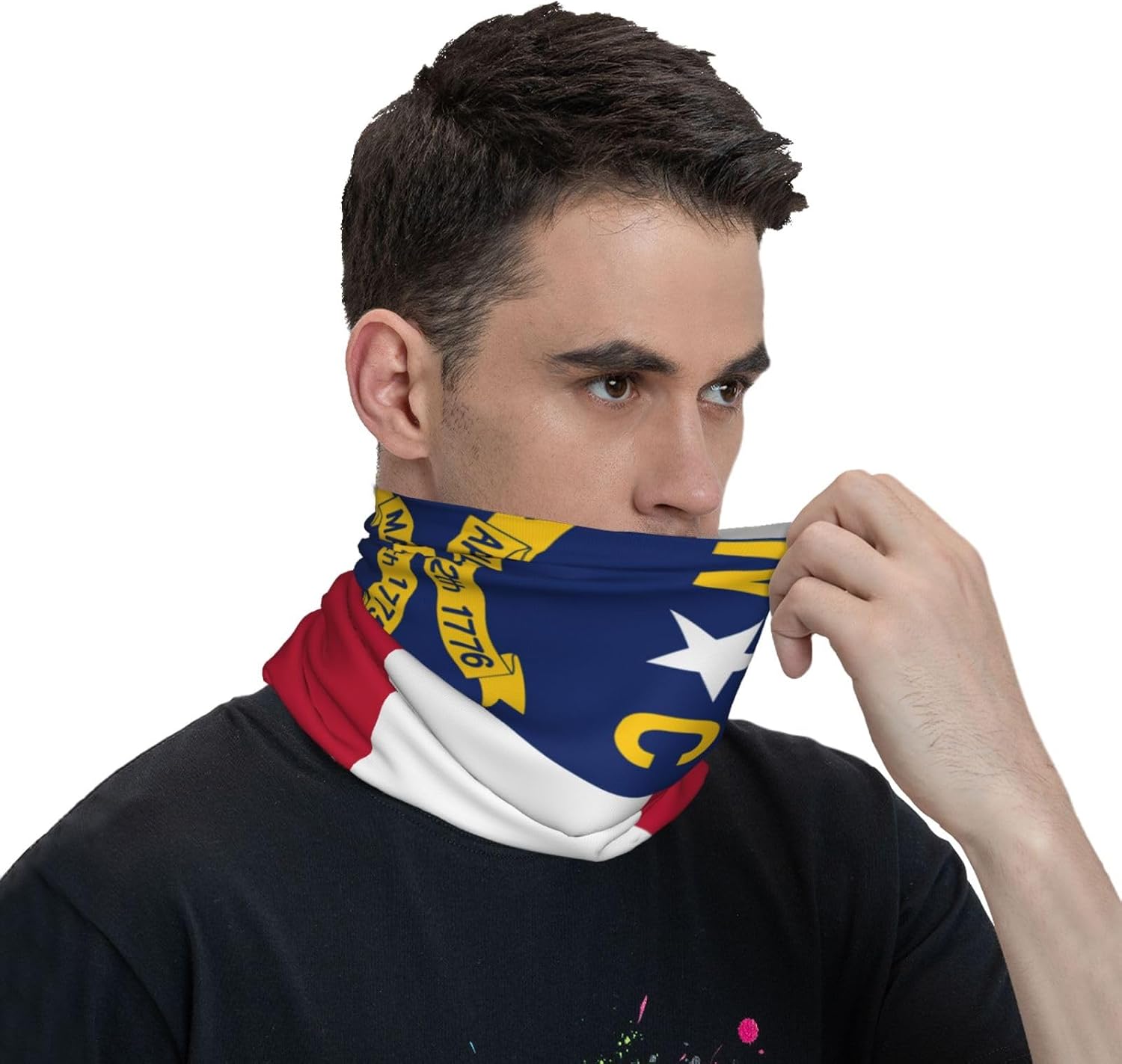 North Carolina State Flag Print Sports Bandana Headwear, Quick-Dry Headband Neck Gaiter Face Mask for Event Workout Tennis